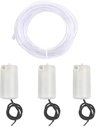 Scriptronics Horizontal Mini Micro Submersible Motor Pump New DC 3-4.5V + 3M Clear Vinyl Tubing Flexible PVC Pipe for Fountain Garden (Pack of 3)