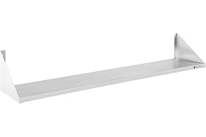 Royal Catering Étagère Murale Rangement Cuisine 2 Plateaux RCTR-150 (150 cm de Long, éléments pour Montage Mural, Design Moderne, INOX)