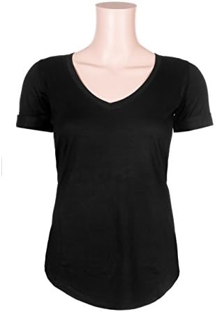 JumpBig Women's Dry Fit V Neck Shirt, X-Small, Black