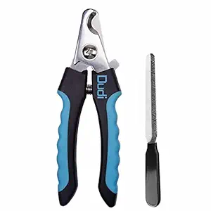 Dudi Dog Nail Clippers and Trimmer - Grooming Razor Sharp Stainless Steel Blades-Sturdy Non Slip Handles - Free Nail File Included, Suitable for Small and Medium Breeds (Blue)