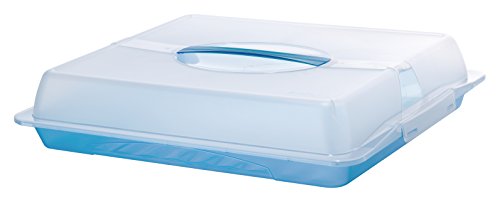 Rotho 1748306644 Partybutler Partycontainer John XL aus Kunststoff (PP), mit Deckel und Tragegriff, BPA- und schadstofffrei, circa 47.5 x 39 x 9.8 cm (LxBxH), transparent/blau