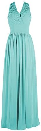 YiYaDawn Women's Long Halter Prom Bridesmaid Evening Dress Size 20 UK Tiffany Blue