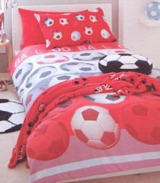 FOOTBALL RED WHITE BLACK DOUBLE DUVET SET
