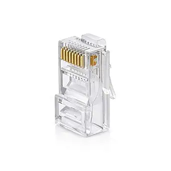 FEDUS Cat6 RJ45 Ends, Cat6 Connector, Cat6 / Cat5e RJ45 Connector, Ethernet Cable Crimp Connectors UTP Network Plug for Solid Wire and Standard Cable, LAN Crimp Module Plugs Transparent Pack 20