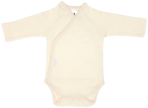Cambrass Unisex Baby Organic Long Sleeve Rapover Bodysuit 3 - 6 Months Off White