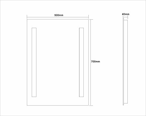 Dr. Fleischmann LED-Beleuchtung Badspiegel Badezimmerspiegel GS055N Lichtspiegel Wandspiegel Tageslichtweiß IP44 (50 x 70 cm) - 2