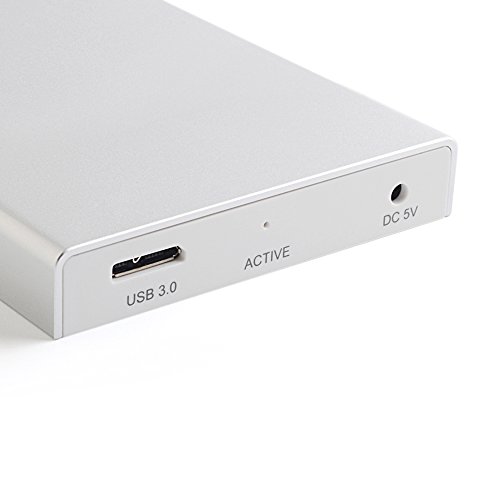 [Verbesserte Version, SATA III und UASP Unterstützung] JSVER Ultraschlankes Externes Festplattengehäuse aus Aluminium USB 3.0 in Silber für 2,5 Zoll SATA-Festplatten HDD SSD - 4