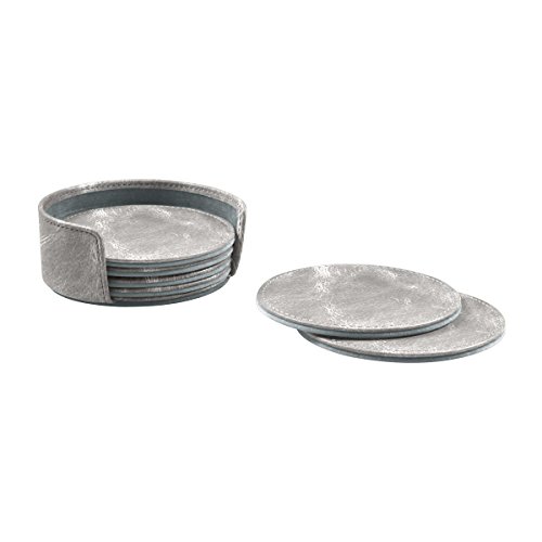 Lucrin – Set von 6 Untersetzern – Silber – Glänzendes Leder - 2