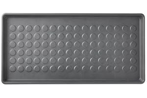 PaMeer Heavy Duty Shoe Tray, Shoe Mat, Waterproof Drip Trays Indoor & Outdoor, Multi- Purpose Boot Mat For Boots, Shoes, Pets, Garden_ Plastic Tray_ Grey_71x35 cm