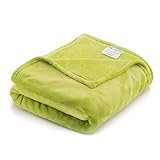 PFLEGE: waschbar bis 30°C etérea Premium Mikrofaser Regenbogen Soft Coral Fleecedecke, Grün 150 x 200 cm