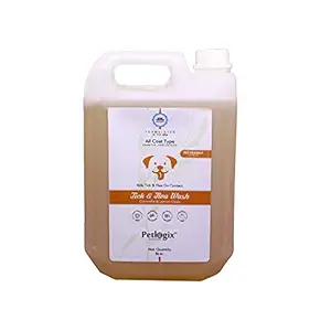 Petlogix Natural Tick & Flea Wash Shampoo Infused with Citronella & Lemongrass Anti Itch Coat Cleanser for Pet Dogs & Cats Mineral Oil, SLS & Paraben Free (5 Litre)