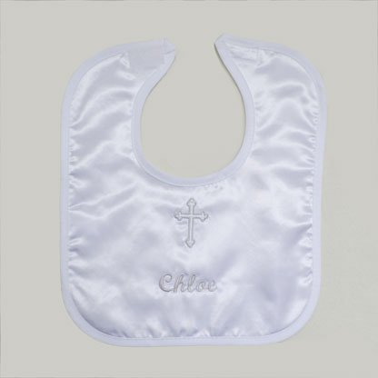 Personalised Christening Bib in Keepsake Box. Embroidered with Baby's Name. Baby Gift.