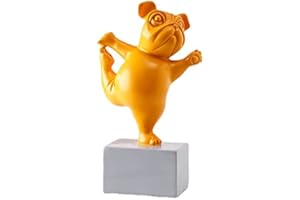 suruim Resina Yoga Bulldog francese Statua Resina Cane Figurine Nordic Creativo Cartoon Animali Scultura Decorazione per la camera dei bambini Artigianato (giallo)