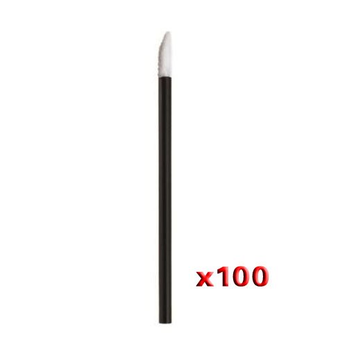 SODIAL(R) 100 Count Disposable Lip Gloss Wands Applicators Thin Black Handle Flocked Tip Lipstick