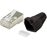 odedoPack of 20 Crimp Connectors CAT 6 / CAT 5e Black Metal Shielded with Threading Aid and Kink Protection Crimp Connector Gigabit Network RJ45 Modular Plug