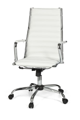 AMSTYLE Bürostuhl GENF 1 Bezug Kunstleder Weiß Design Schreibtischstuhl XXL 110kg Chefsessel höhenverstellbar Drehstuhl ergonomisch mit Armlehnen Rücken-Lehne Wippfunktion verstellbar Schalensitz hoch - 