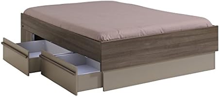 Parisot 1512L140 SATTY Lit Panneau de particules Marron 194 x 145 x 48 cm