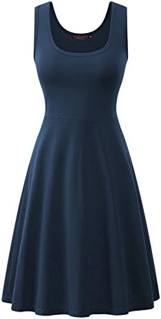 Vessos Women Summer Beach Casual Flared Tank Dress With Pockets Navy Blue1 Small