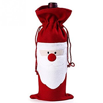 Bei Wang 1Pcs de Navidad Vino rojo de Papá Noel Cubierta Botella Bolsas de mesa de Navidad Cena de decoración del hogar Decoración del partido