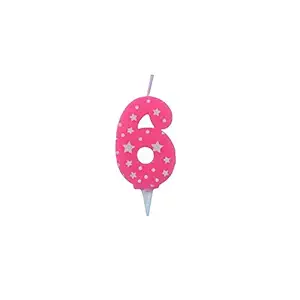 PEPUP Star Birthday Number Candle 6 (Pink) for Kids 6th Celebration Party Cake Decoration