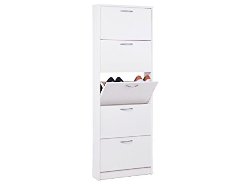 Schuhkipper Schuhschrank Aufbewahrungsschrank Schrank Schuhkommode „Lahede I“ (Weiß) - 3