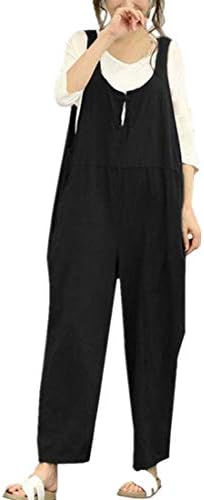 Women Trousers Sleeveless Dungarees Loose Cotton Bib Pants Long Playsuit Solid Casual Fashion Jumpsuit