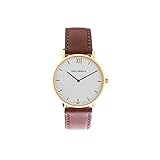 PAUL HEWITT Herren Armbanduhr Sailor Line White Sand IP Gold mit Lederband in Braun