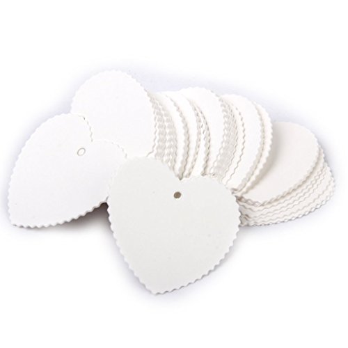Sungpunet 100 biglietti di cartoncino bianco a forma di cuore, ideali per decorazione matrimoni e fai da te