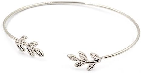 Silver &amp; Gold Plated Bangle Bracelet With Flower Vine Leaf Cuff Bangle by Desido® Silver