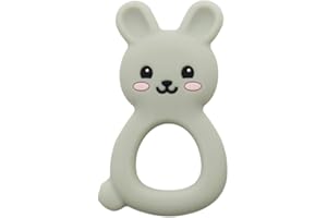 ILEYLUY Easter Teething Toys for Babies - 2 Pack Bunny & Egg Carrot Silicone Teethers Set, BPA-Free Chewable Gift Set, Soothing Shower Gifts for 0-24 Months (Bunny-Grey)