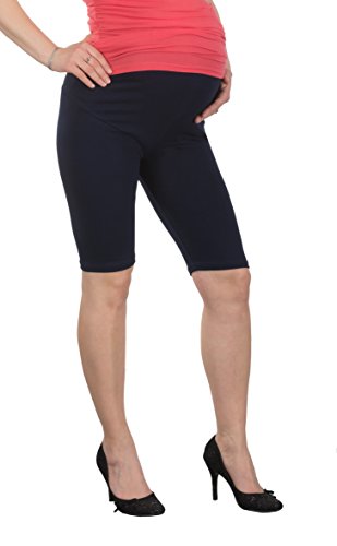 Jandaz Standard Or Winter Full Length Cropped Short Maternity Leggings Over Bump 95% Cotton Wide Range of Colours (Small, Short Navy Blue)