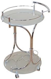 Moebel Direkt Online Serving Cart Serv Frame Chrome Coloured, Frosted Glass