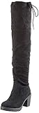  Damen Schuhe Stiefel Overknees Langschaft Boots Blockabsatz High Heels 127266 Schwarz Schwarz 40 Flandell