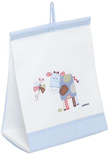 Cambrass Nappy Stacker with Applique Designer Cow (Collection 74, White/ Blue)