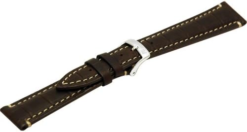 20mm Morellato Brown Calf Leather pilots white stitched watch strap Anallergic