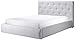 Produktbild Cavadore Kunstleder Bett mit Funktion CLARA in Weiß / Qualitativ hochwertiges Funktionsbett aus Kunstleder mit gestepptem Kopfteil / 188 x 103 x 225 cm (BxHxT)