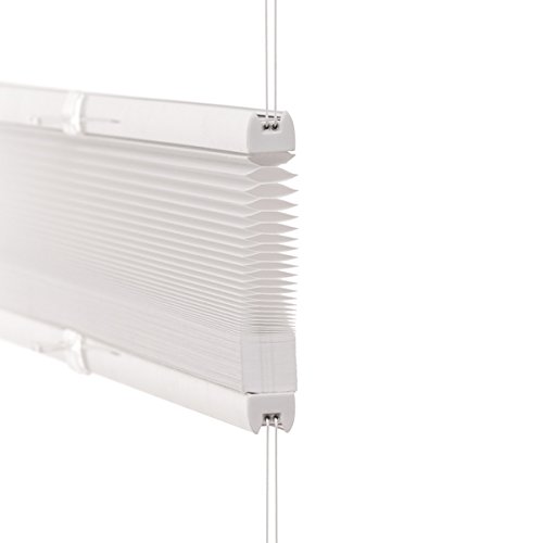 VENTANARA® Waben Plissee weiß tageslichtdurchlässig: 110×130 (Gesamtbreite X Höhe in cm) / Klemmfix Faltstore Faltrollo verspannt ohne Bohren inkl. Klemmträger / weitere Größen 45 / 50 / 55 / 60 / 65 / 70 / 75 / 80 / 85 / 90 / 100 / 110 / 120 x 130 oder 220 cm - 3