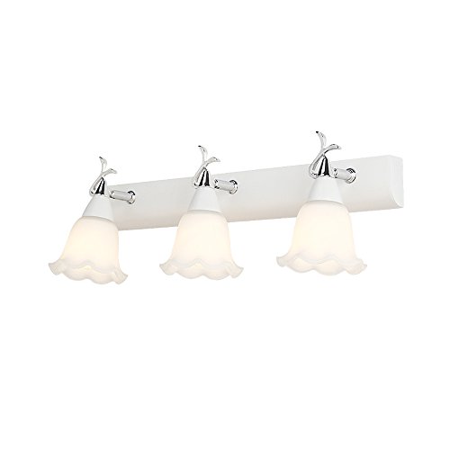 Preisvergleich Produktbild SEEKSUNG LED-Spiegelleuchte Badezimmerleuchte, Spiegelschrankleuchte Schmiedeeisen-Glas-Makeup-Leuchte Wasserdicht Anti-Beschlag-Weiß