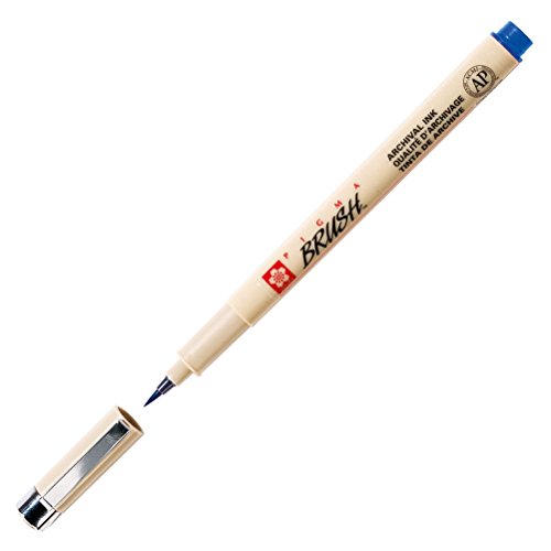 SAKURA Pigma Brush Marker - Flexible Soft Brush Tip for Calligraphy & Illustration - Permanent Waterproof Ink - Blue