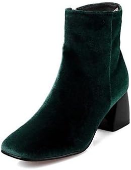 Women's Shoes Flocking Winter Fashion Boots Boots Chunky Heel Square Toe Mid-Calf Boots For Casual Black Red Green , red , us5 / eu35 / uk3 / cn34