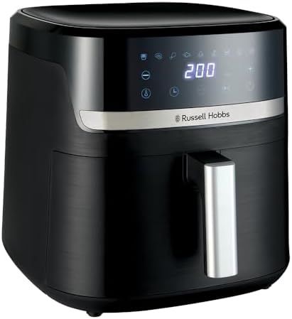 Russell Hobbs Friggitrice ad Aria XXL 8,3L, Rapida (Compatta,Silenziosa, Pizza 26 cm) Satisfry (9 Programmi, Lavastoviglie, senza Olio,Touchscreen,Arrostire, Panificare, Grigliare) 27632-56