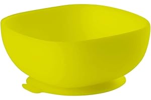BEABA BÉABA - Silicone Bowl with Suction Cups - Baby and Children - Food and Weaning - Non-slip - Sticks perfectly to the table and the high chair tray - Microwave safe - Yellow
