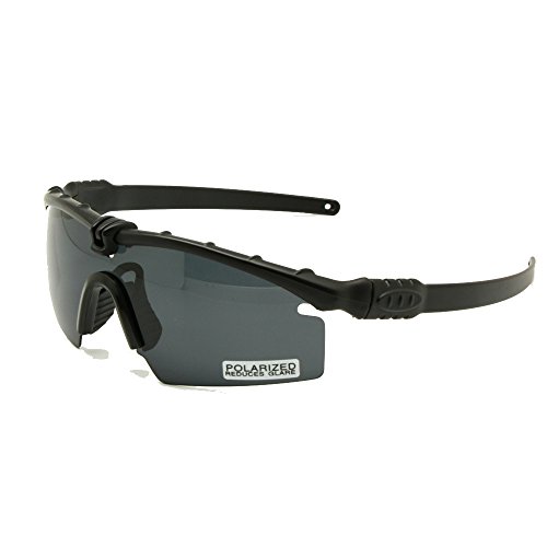 Polarisé armée lunettes de soleil lunettes militaires balistiques hommes cadre 3/4 Lens combat guerre jeu auto (noir 3 lentilles)