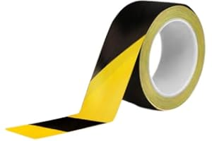 Ntulu Heavy Duty High Visibility Black & Yellow Floor Marking Tape 48mm x 10m Roll - Hazard Warning Tape for Safety, Caution, Lane Marking - Durable LDPE Adhesive Tape for Indoor Outdoor Use