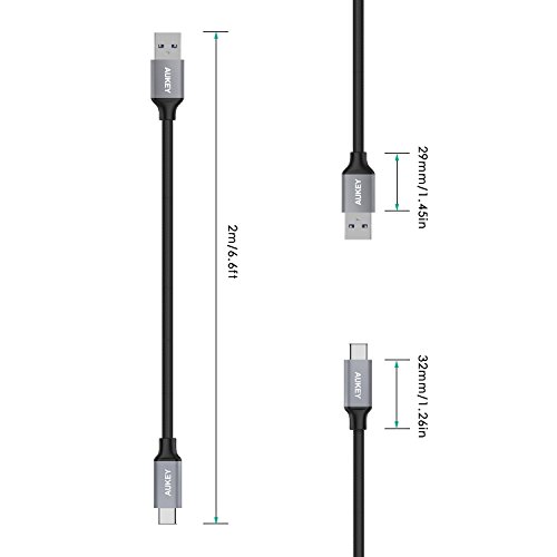 AUKEY USB C Kabel auf USB 3.0 A 2M Nylon Aluminiumgehäuse 56k ohm Type C Ladekabel Datenkabel für USB C Computer und Tablets wie Macbook Pro 2016 , Samsung Galaxy S8 , Google Chromebook , OnePlus 2 , Nexus 5X / 6P usw.( Grau ) - 7