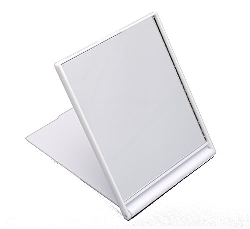 Small Folding Compact Travel Make Up Shaving Mirror - White