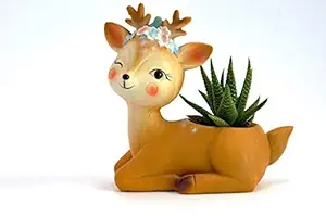 Crafts For You Polyresin Deer Succulent Planter Pot, Beige, Brown, 12.5H x 13L x 9W,