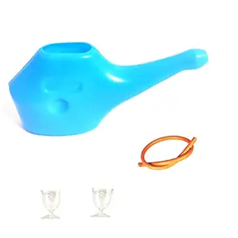 Yoga Store Wala Plastic Jal Neti Pot With 1 Rubber Neti And Eye Wash Cup 2 Pcs - Combo Pack Of 3