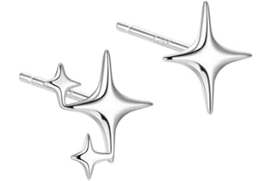 FDEETY Pendientes para Mujer S925 Estrella Pequenos Chapado Plata Oro Hipoalergénicos Versátiles para Uso Diario Fiestas Cenas Regalo de Cumpleaños para Mujer Niña
