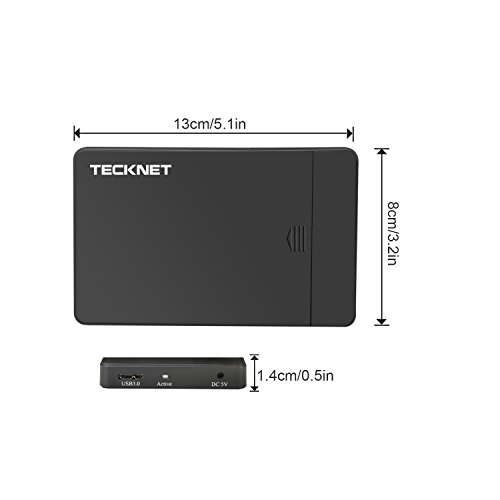 TeckNet® USB 3.0 Externes Festplattengehäuse, Hard Drive Gehäuse für 7.0mm & 9,5mm 2,5 Zoll SATA-I,II,III, HDD und SSD,Installation Ohne Werkzeug - 5